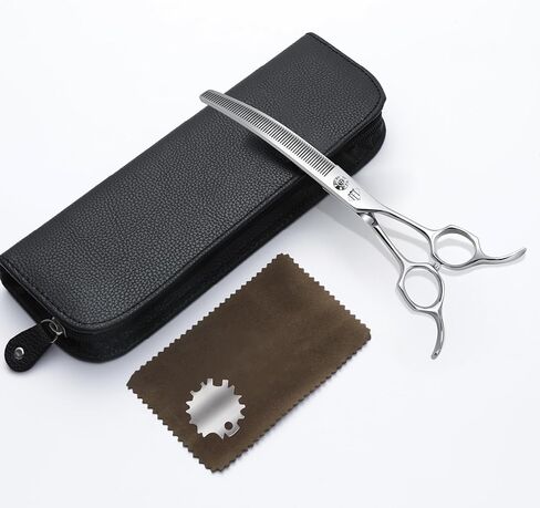 Professional Curved Thinning Scissors for Dog Grooming, 30-Degree Curvature, Japanese 440C for Trimming Dogs Cats and Other Pets face and paws (Curved Natural) in Kuwait