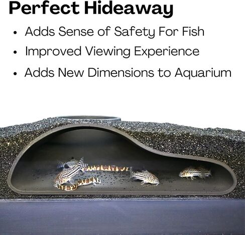 Aquarium Underground Tunnel Cave Natural Curve | Viewing Fish & Shrimp Under Gravel Tunnel | Fish Tank Decor Decoration Hideout Perfect for Corydora Catfish, Kuhli Loach, Clown Loach, Pleco in Kuwait