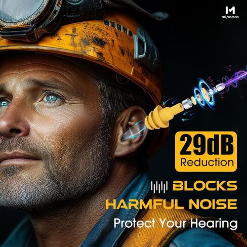 MIPEACE Wired Ear Protection Headphones, Ear Plug Headphones for Work-Safety Work Earbuds for Mowing Construction Industry in Kuwait