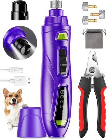 Dog Nail Grinder Super Quiet Dog Nail Trimmers 3 Grinding Wheels 3 Speed Rechargeable Pet Nail Grinder LED Display Dog Nail Clippers Kit for Large Medium Small Dogs Cats Dog Nail File Toenail Clippers in Saudi Arabia