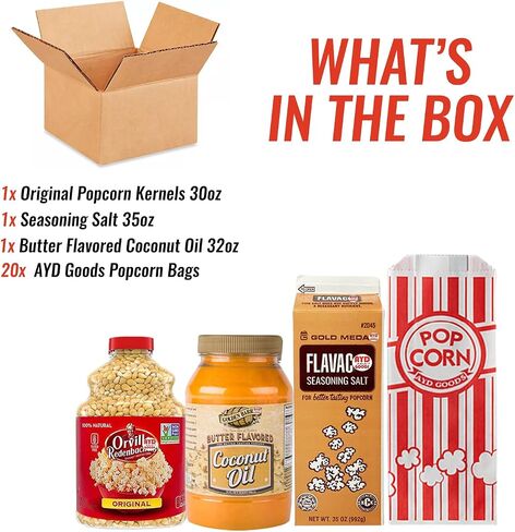 مجموعة الفشار Ultimate Movie Theatre - ملح الفلافاكول (35 أونصة) وزيت جوز الهند بنكهة زبدة البرميل الذهبي (32 أونصة) - مكونات مسرح حقيقية، بدون منتجات ألبان، خالي من الغلوتين/نباتي، غير معدل وراثيًا، كوشير in Saudi Arabia
