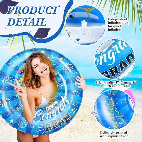 Shinyrelief تهانينا خريجة قابلة للنفخ تعويم تخرج 36 بوصة علامة التخرج أنبوب السباحة للبالغين خريجة حلقة سباحة كبيرة تعويم 2025 حفل التخرج من أجل الشاطئ ، حمام سباحة ، وميض الحديقة in Kuwait
