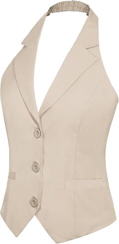 سترة نسائية من MINTILIMIT برقبة رسن وزر أمامي وصدرية كلاسيكية سترات سهرة قصيرة أنيقة مع جيوب in Kuwait