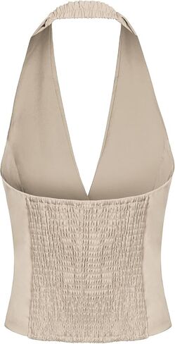 سترة نسائية من MINTILIMIT برقبة رسن وزر أمامي وصدرية كلاسيكية سترات سهرة قصيرة أنيقة مع جيوب in Kuwait