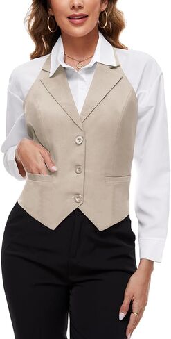 سترة نسائية من MINTILIMIT برقبة رسن وزر أمامي وصدرية كلاسيكية سترات سهرة قصيرة أنيقة مع جيوب in Kuwait