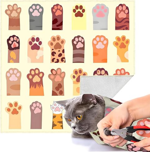 Cat Grooming Wrap Cat Wrap for Cutting Nails Cat Restraint for Nail Clipping to Anti-Runaway/Scratch/Bitten Self-Adherent Soft Cat Swaddle Wrap for Calming & Holding Cat in Kuwait