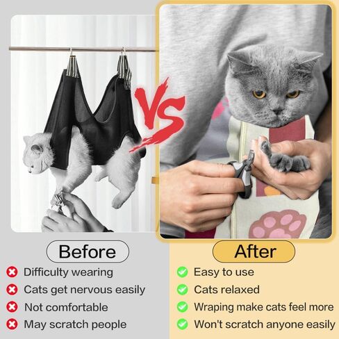 Cat Grooming Wrap Cat Wrap for Cutting Nails Cat Restraint for Nail Clipping to Anti-Runaway/Scratch/Bitten Self-Adherent Soft Cat Swaddle Wrap for Calming & Holding Cat in Kuwait