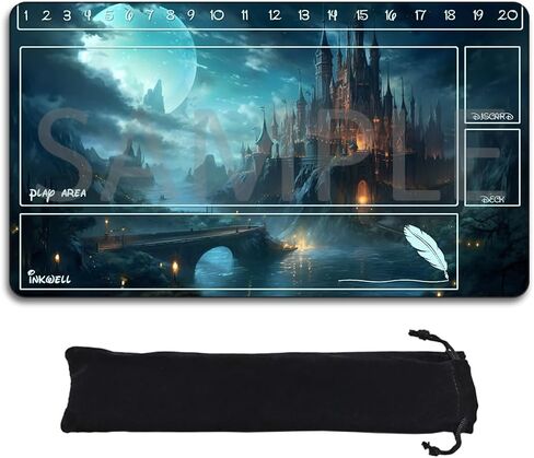 Playmats Compatible Lorcana Size 24x14 Inches TCG Gaming Mat 44, Non-Slip Rubber with Zones Play Mat and Free Storage Bag (DIS44-zone1, 24 x 14 in) in Kuwait