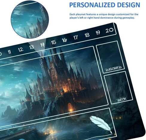 Playmats Compatible Lorcana Size 24x14 Inches TCG Gaming Mat 44, Non-Slip Rubber with Zones Play Mat and Free Storage Bag (DIS44-zone1, 24 x 14 in) in Kuwait