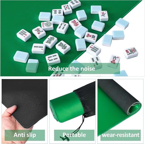 Large Board Game Mat(Black, 3.5'x5.5'), Anti-Slip, Noise-Reducing Table Cover for Board Games, Poker, Mahjong, Dominoes, Dice and Card Games in Kuwait