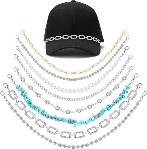 Quelay 8 PCS Trucket Hat Chains سحر سلسلة فواتير القبعة القابلة للفصل للبيسبول Cap Cap Diy Jewelry Associory Supplies (الكلاسيكية) in Kuwait
