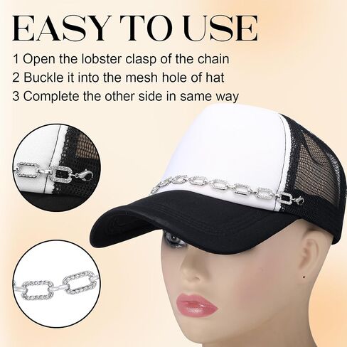 Quelay 8 PCS Trucket Hat Chains سحر سلسلة فواتير القبعة القابلة للفصل للبيسبول Cap Cap Diy Jewelry Associory Supplies (الكلاسيكية) in Kuwait