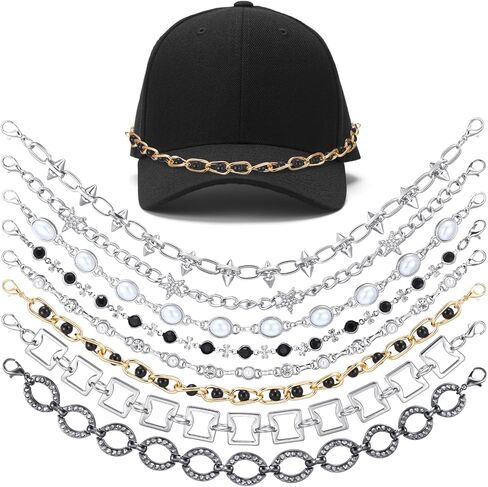Quelay 8 PCS Trucket Hat Chains سحر سلسلة فواتير القبعة القابلة للفصل للبيسبول Cap Cap Diy Jewelry Associory Supplies (الكلاسيكية) in Kuwait