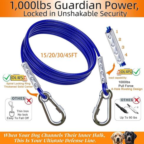 Dog Tie Out Cable and Stake,Heavy Duty Stakes for Outside,30FT Tangle-Free Runner for Yard,360° Swivel Anchor for Dogs Up to 150 lbs,Stake for Dog Leash Ideal for Outdoor and Camping in Saudi Arabia
