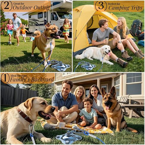 Dog Tie Out Cable and Stake,Heavy Duty Stakes for Outside,30FT Tangle-Free Runner for Yard,360° Swivel Anchor for Dogs Up to 150 lbs,Stake for Dog Leash Ideal for Outdoor and Camping in Saudi Arabia