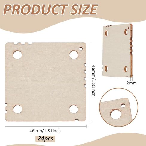 Benecreat 24 PCS Square Weaving Card ، 1.8 × 1.8 بوصة 4 ثقوب تلوح في الأفق أدوات النسيج المصنوعة يدويًا لتلوح في الأفق لوازم اللوحات اللوحية النسيج ، اللواز in Kuwait