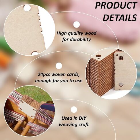 Benecreat 24 PCS Square Weaving Card ، 1.8 × 1.8 بوصة 4 ثقوب تلوح في الأفق أدوات النسيج المصنوعة يدويًا لتلوح في الأفق لوازم اللوحات اللوحية النسيج ، اللواز in Kuwait