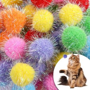 60 pcs cat pom palls ، و 1.77 بوصة كرات غامضة للكرات التفاعلية للقطط للقطط ، ولعب القطط الكبير الكبير للتمرين والترفيه للحرف اليدوية والزخارف DIY