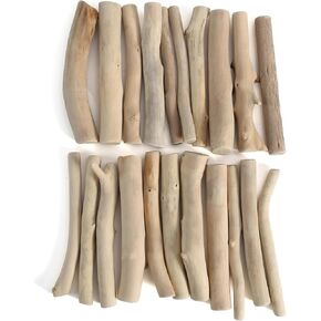 BYHER Driftwood for Crafts, 4.7 Inch Long 0.4-0.8 Inch in Diameter Driftwood Sticks for DIY Crafts Photo Props School Projects, Beach Wood Crafts Decor (20Pcs)