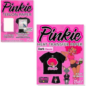 ورق نقل الحرارة الخنصر للأقمشة الملونة الداكنة (20 ورقة ، 8.5x11 ") و Lovein Pinkie ورق تفلون غير عصا لورقة نقل الحرارة (20 ورقة)