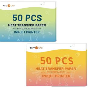 HTVRONT Heat Transfer Paper for Dark T Shirts & Iron on Transfer Paper for Light T Shirts, 50 Pack 8.5x11"