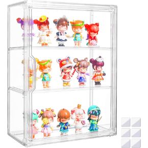 AtteLite Acrylic Display Case ، ترقية 4 مستويات Clear Display Case مع 3 مقسم قابل للتعديل ، صندوق تخزين كبير قابلة للتكديس مع باب مغناطيسي لأرقام عمل المقتنيات