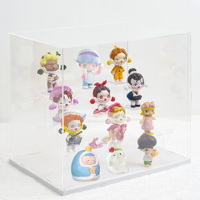 Clear Acrylic Display Case, 4 Tier Display Stand Risers Showcase, Countertop Acrylic Boxes Dustproof Storage Organizer for Collectibles Pop Action Figures Toys (B)