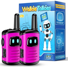 Walkie Talkies Toys for Kids 3-6: DASTION-99 Mini Pink Girls Robots Walkies Talkie for 3-5 Year Old Girl Christmas Birthday Gifts Stocking Stuffers for Kids Age 4-6 Outdoor Games, Camping