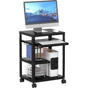 عربة عرض تقديمي AV مع لوحة مفاتيح Mobile Av Cart Cart Cart Metal Media مع عجلات لارتفاع عرض الفيديو ، عرض محطة عمل الكمبيوتر القابلة للتعديل