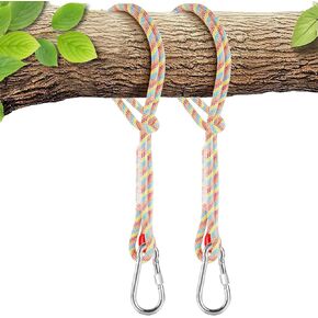 Tree Swing Ropes (Set of 2), 3FT/5FT/10FT/15FT/20FT, Tree Swing Straps Hanging Kit Holds 4400 lbs, Heavy Duty Carabiners for All Swing Hammock Playground Set Accessories (3 FT)