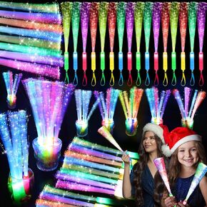 200PCS Glow Fiber Optic Sticks, LED Light Wands, Glow in The Dark Party Supplies, Fiber Optic Wands for Weddings, Birthdays&Events,Flashing LED Party Favors,Colorful Light Sticks for Kids&Adults