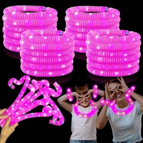 Blue Glow Sticks Party Forms For Kids 24 PCS ، LED Light Up Pop أنابيب البوب ​​للأطفال الصغار ، وملحقات Neon Netlaces ، وتوهج عيد ميلاد حفلات الزفاف ، مستلزمات التخييم ألعاب التخييم