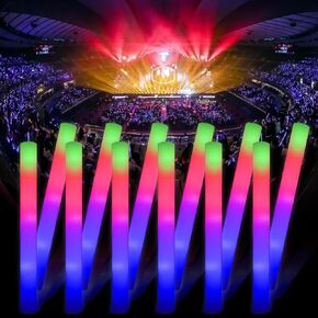 100+12 PCS Foam Glow Sticks Bulk ، LED Foam Sticks 3 أوضاع واضحة تضيء عصي الرغوة الوهج في The Dark Party Supplies عصي لعيد الزفاف ، عيد ميلاد ، حفلات موسيقية ، دي جي