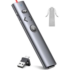 Presentation Clicker with Red Pointer, 2 in 1 USB Type C Rechargeable Wireless Presenter for PowerPoint Presentation/PPT Clicker, 2.4GHz Slide Advancer Presenter Remote for Mac Computer