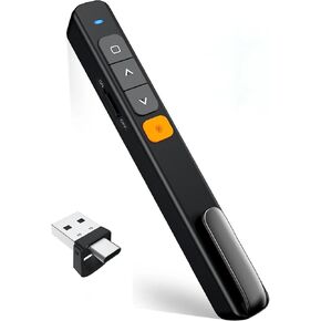 2-in-1 USB Type C Wireless Presenter Remote, Hyperlink Volume Control Presentation Clicker for PPT Clicker, RF 2.4GHz Presentation Remote Slide Advancer for PowerPoint, Mac, Laptop, Keynote.