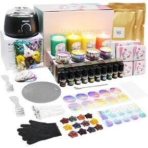 Candle Making Kit for Adults, Scented Candle Making Supplies with Soybean Wax Melter, DIY Arts&Crafts Kits Gift Starter Making Supply Perfect as Home Decorations with Glass Jar Candle Tins
