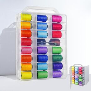 KASTUN Thread Organizer,Double Sided Thread Holder,46 Grids Sewing Thread Organizer,Portable Transparent Thread Storage Case for Sewing Threads and Embroidery,Store Thread Spools