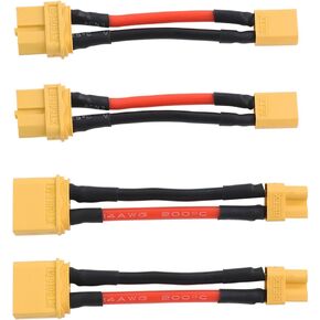 4Pcs XT60 to XT30 Extension Wire XT60 Male to XT30 Female/ XT60 Female to XT30 Male RC Connector Adapter for Lithium Battery Micro FPV Drone (14AWG, 50mm Length) in Kuwait