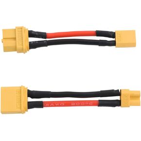 4pcs xt60 إلى XT30 سلك التمديد xt60 ذكر إلى xt30 أنثى/ xt60 أنثى إلى xt30 محول موصل RC الذكور لبطارية ليثيوم Micro FPV Drone (14awg ، طول 50 مم)