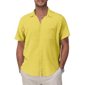 KYKU Cotton Shirt for Men: Casual Beach Summer Button Down Short Sleeve Clothes
