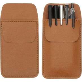 PATIKIL 2 حزمة جلدية جيب الجيب ، حامي جيب PEN PENT MUNDURSED PENTERS PENTERIZER POUCH PENCER SLEEVE لقماة القمصان الثقيلة معاطف معاطف مؤشرات الملاحظات ، بني ، بني