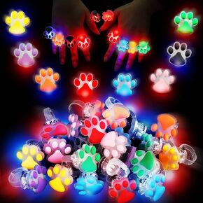 TUWUNA PAW PRINT LED LED UP RINGS 24 PCS PAW Party Favors Fulling Finger Rings Toys for Pet Puppy Dog Birthday Supplies ، جوائز الفصول الدراسية Pinata goodie bage.