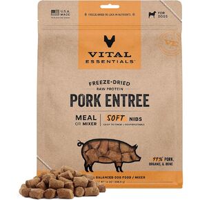 Vital Essentials Freeze Dried Raw Pork Entree & Mixer Dog Food Soft Nibs, 14 oz