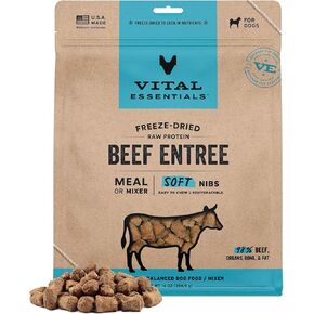 Vital Essentials Freeze Dried Raw Beef Entree & Mixer Dog Food Soft Nibs, 14 oz