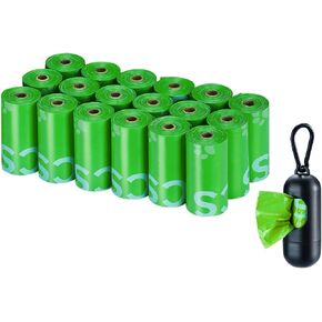 Typlastics Poop Bags for Dog Waste, 270 Count, with Dispenser, Unscented, 18 Pack of 15, Lime Green, 13 Inch x 9 Inch