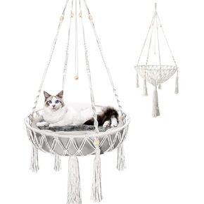 MACRAME CAT HAMMOCK ، RENITTEN CAT SWAND ، BOHO CAT SWAND SPER ، سرير قط للنوم ، اللعب ، التسلق ، والاستراحة ، 35 سم ، 35 سم