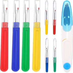 أداة أمطار Seam Rippers Seam Seam ، 4 و 4 كبيرة و 4 صغار التماس الصغير ومزيل الخيط المقلد المتقاطع في متناول اليد ، 1 PCS خيط خيط لخياطة أدوات إزالة التطريز Hemming