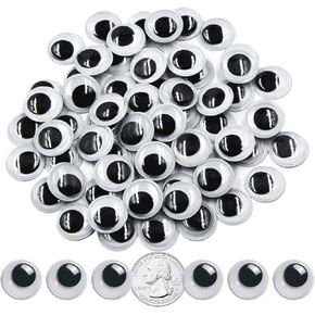 Heaven Heaven 100pcs 20mm googly عيون ، أسود وأبيض عيون googly لاصق ، عيون googly لزجة سهلة القشرة ، عيون مستديرة ، ملصقات العين googly لديكور الحرف اليدوية diy
