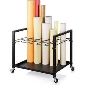 Blueprint Storage Rack Blueprint Holder Metal Blueprint Storage Cart with Wheels 12 Slots Roll File Holder for Home Office School to Storage Blueprint Poster Architectural (Black 12 Slots)