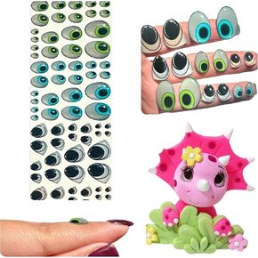 S15-M: 80 Pcs (40 Pairs) Assorted 3D Resin Googly & Wiggle Eyes (5mm-22mm) –Green, Light Blue, Gray, Brown- Self-Adhesive for DIY Crafts, Clay, Cold Porcelain, Polymer Clay, Amigurumi & DIY Projects